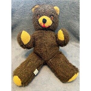 Animal Fair Vintage Brown Teddy Bear Plush 60s Era Figure 15"H Made in USA